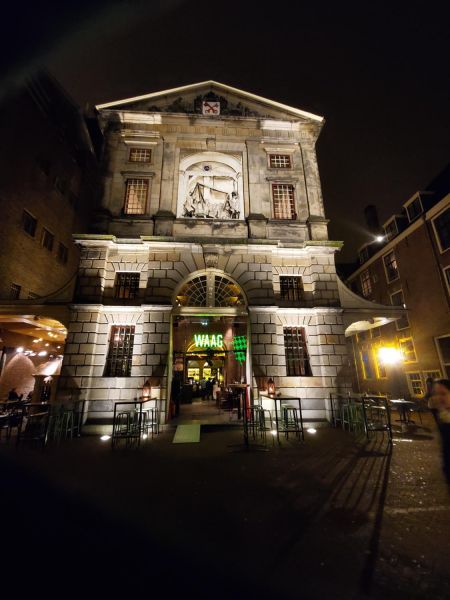 Waag, (Weigh House), from 1659, was an actual weigh housing for various goods until 1972, nowadays the cultural monument houses a bar and restaurant.