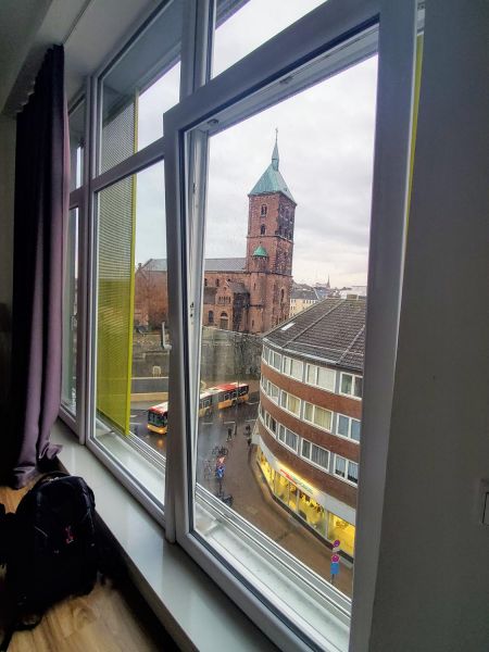 view from our room at the Dom Apartments in Aachen