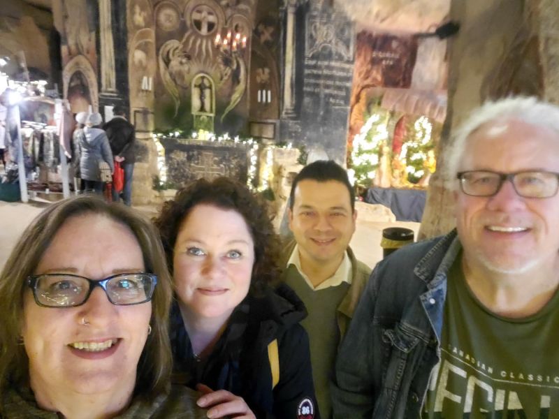 with Roy and Corine at the Christmas Market, Velvet Cave, Valkenburg