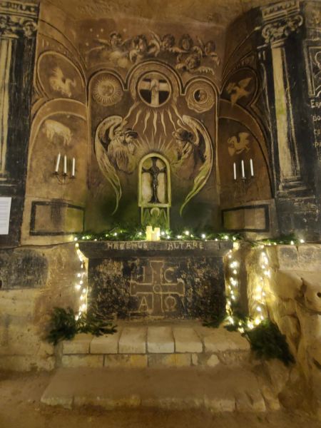 altar and drawings in the Velvet Cave, Valkenburg