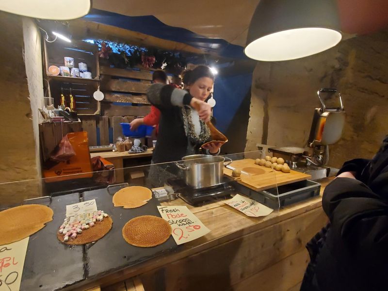 making stroopwafels on the Christmas Market, Velvet Cave, Valkenburg
