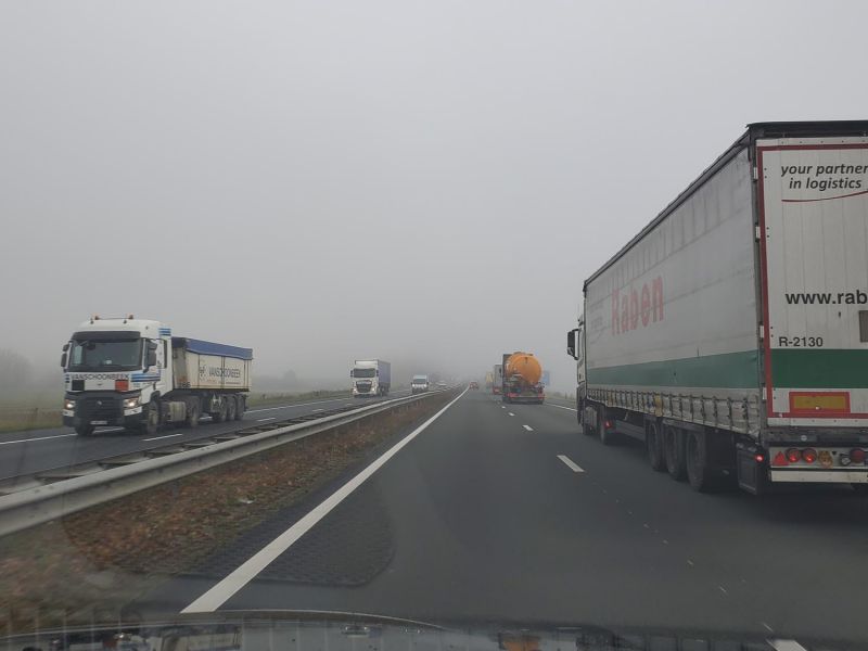It was foggy on the road to Eindhoven