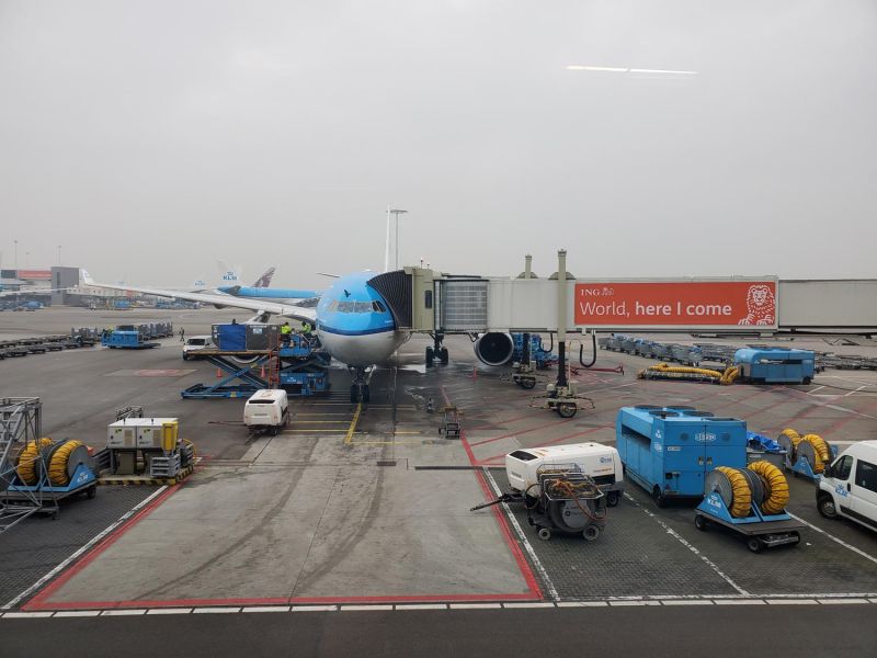 our KLM plane at Amsterdam Airport