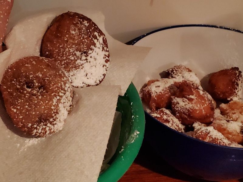 apple beignets and oliebollen at the Dutch New Year's Eve Party