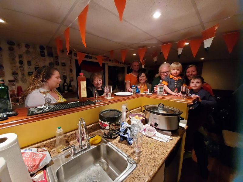 Barb, Randi, Tim, Amy, Nico, Annika, Kristin and Charlie at the Dutch New Year's Eve Party
