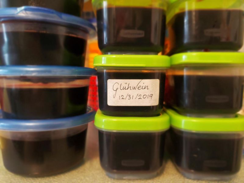 As an experiment I'm freezing left over mulled wine (glühwein)!