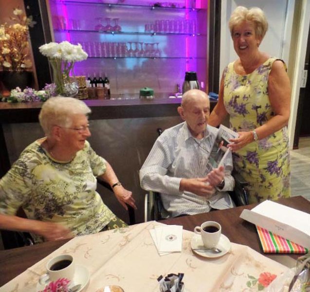 Dad's 100th birthday, with Marie-Therese