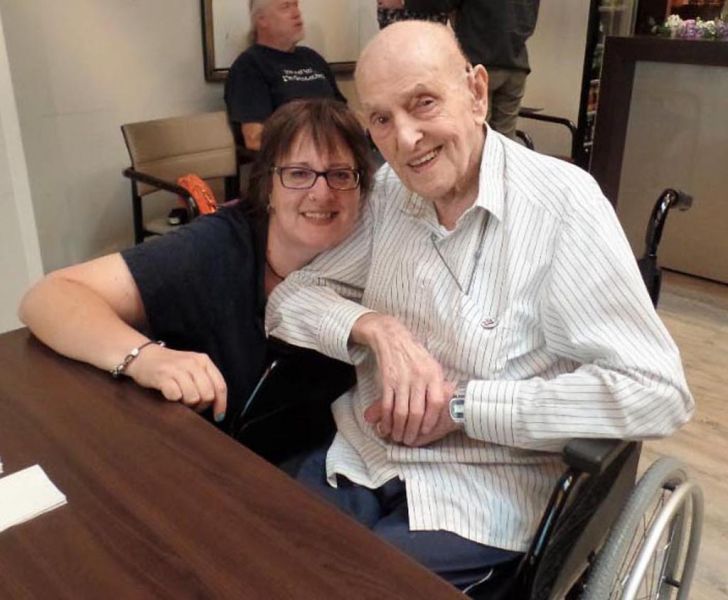 Dad's 100th birthday, with Marlies