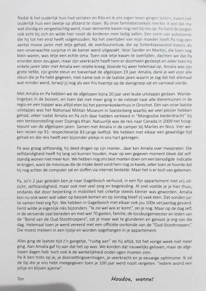 dad's memorial card, back